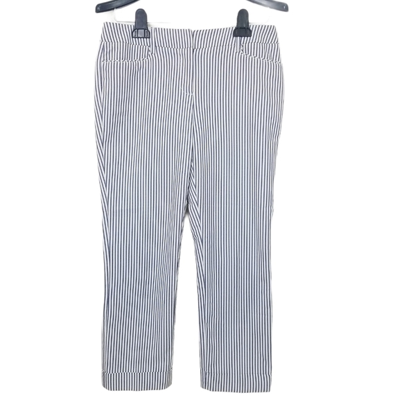New York & Company 7th Avenue Striped Crop Trouser - Picture 1 of 8